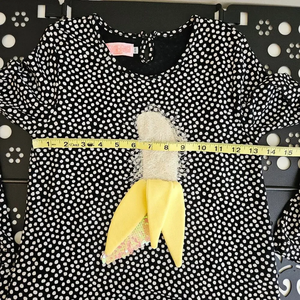 Bangbang Copenhagen Go Banana Black & White Dots Top & Pant Set | Girl's 10 / 11